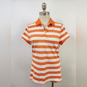 Liz Claiborne Orange and White Striped Polo, size Medium